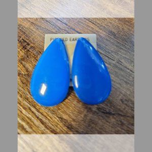 Vintage Dark Blue Tear Drop Costume Earrings